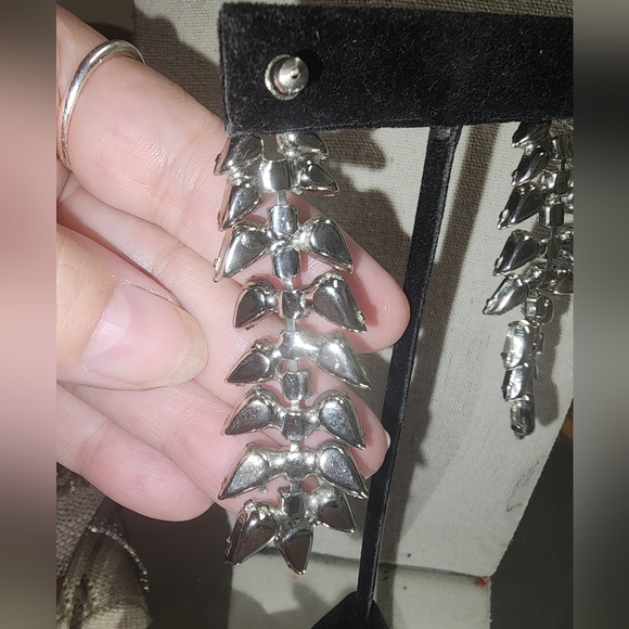 Black and Silver Rhinestone Statement Earrings - Picture 6 of 7